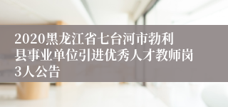 2020黑龙江省七台河市勃利县事业单位引进优秀人才教师岗3人公告