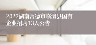 2022湖南常德市临澧县国有企业招聘13人公告