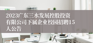 2023广东三水发展控股投资有限公司下属企业校园招聘15人公告