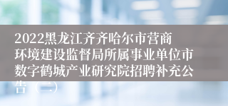 2022黑龙江齐齐哈尔市营商环境建设监督局所属事业单位市数字鹤城产业研究院招聘补充公告（二）