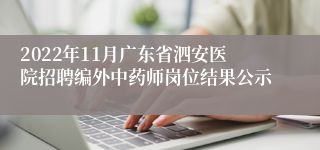 2022年11月广东省泗安医院招聘编外中药师岗位结果公示