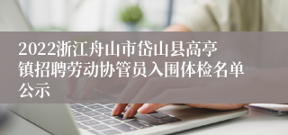 2022浙江舟山市岱山县高亭镇招聘劳动协管员入围体检名单公示