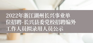 2022年浙江湖州长兴事业单位招聘-长兴县委党校招聘编外工作人员拟录用人员公示