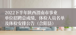 2022下半年陕西渭南市事业单位招聘总成绩、体检人员名单及体检安排公告（合阳县）