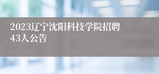 2023辽宁沈阳科技学院招聘43人公告