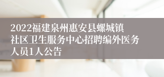 2022福建泉州惠安县螺城镇社区卫生服务中心招聘编外医务人员1人公告