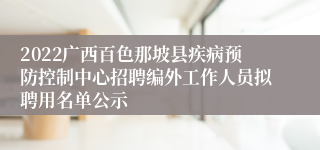 2022广西百色那坡县疾病预防控制中心招聘编外工作人员拟聘用名单公示