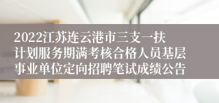 2022江苏连云港市三支一扶计划服务期满考核合格人员基层事业单位定向招聘笔试成绩公告