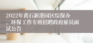 2022年黄石新港园区综保办、环保工作专班招聘政府雇员面试公告