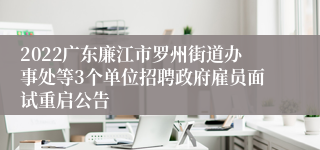 2022广东廉江市罗州街道办事处等3个单位招聘政府雇员面试重启公告