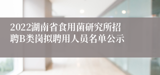 2022湖南省食用菌研究所招聘B类岗拟聘用人员名单公示