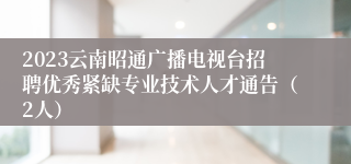 2023云南昭通广播电视台招聘优秀紧缺专业技术人才通告（2人）