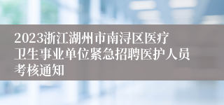 2023浙江湖州市南浔区医疗卫生事业单位紧急招聘医护人员考核通知