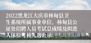 2022黑龙江大庆市林甸县卫生系统所属事业单位、林甸县公证处招聘人员考试总成绩及拟进入体检考核人选公示