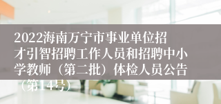 2022海南万宁市事业单位招才引智招聘工作人员和招聘中小学教师（第二批）体检人员公告（第14号）