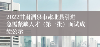 2022甘肃酒泉市肃北县引进急需紧缺人才（第三批）面试成绩公示