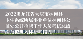 2022黑龙江省大庆市林甸县卫生系统所属事业单位林甸县公证处公开招聘工作人员考试总成绩及拟进入体检考核人