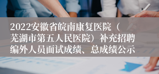 2022安徽省皖南康复医院（芜湖市第五人民医院）补充招聘编外人员面试成绩、总成绩公示