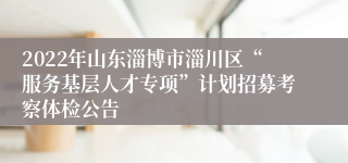 2022年山东淄博市淄川区“服务基层人才专项”计划招募考察体检公告