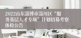 2022山东淄博市淄川区“服务基层人才专项”计划招募考察体检公告