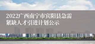 2022广西南宁市宾阳县急需紧缺人才引进计划公示