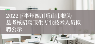 2022下半年四川乐山市犍为县考核招聘卫生专业技术人员拟聘公示