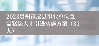 2023贵州镇远县事业单位急需紧缺人才引进实施方案（31人）