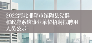 2022河北邯郸市馆陶县党群和政府系统事业单位招聘拟聘用人员公示