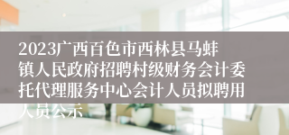 2023广西百色市西林县马蚌镇人民政府招聘村级财务会计委托代理服务中心会计人员拟聘用人员公示