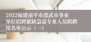 2022福建南平市邵武市事业单位招聘紧缺急需专业人员拟聘用名单公示（一）