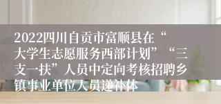 2022四川自贡市富顺县在“大学生志愿服务西部计划”“三支一扶”人员中定向考核招聘乡镇事业单位人员递补体