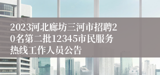 2023河北廊坊三河市招聘20名第二批12345市民服务热线工作人员公告