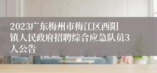 2023广东梅州市梅江区西阳镇人民政府招聘综合应急队员3人公告