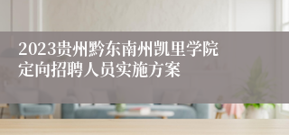 2023贵州黔东南州凯里学院定向招聘人员实施方案