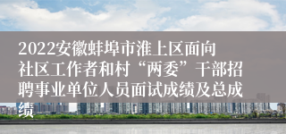 2022安徽蚌埠市淮上区面向社区工作者和村“两委”干部招聘事业单位人员面试成绩及总成绩