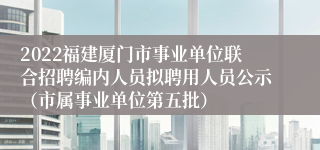 2022福建厦门市事业单位联合招聘编内人员拟聘用人员公示（市属事业单位第五批）