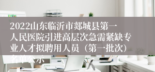 2022山东临沂市郯城县第一人民医院引进高层次急需紧缺专业人才拟聘用人员（第一批次）名单公示