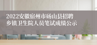 2022安徽宿州市砀山县招聘乡镇卫生院人员笔试成绩公示