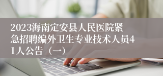 2023海南定安县人民医院紧急招聘编外卫生专业技术人员41人公告（一）