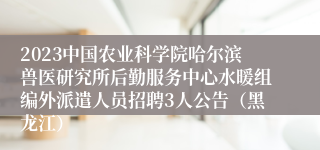 2023中国农业科学院哈尔滨兽医研究所后勤服务中心水暖组编外派遣人员招聘3人公告（黑龙江）