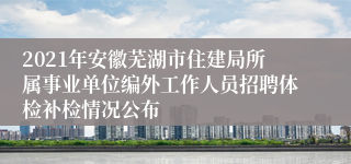 2021年安徽芜湖市住建局所属事业单位编外工作人员招聘体检补检情况公布