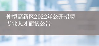 仲恺高新区2022年公开招聘专业人才面试公告 