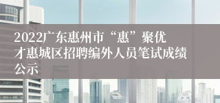 2022广东惠州市“惠”聚优才惠城区招聘编外人员笔试成绩公示