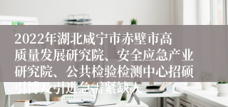 2022年湖北咸宁市赤壁市高质量发展研究院、安全应急产业研究院、公共检验检测中心招硕引博及引进急需紧缺人