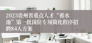 2023贵州省重点人才“蓄水池”第一批岗位专项简化程序招聘84人方案