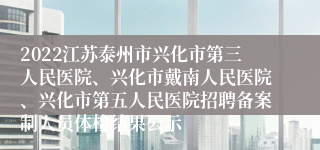 2022江苏泰州市兴化市第三人民医院、兴化市戴南人民医院、兴化市第五人民医院招聘备案制人员体检结果公示