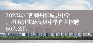 2023年广西柳州柳城县中学、柳城县实验高级中学自主招聘60人公告