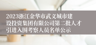 2023浙江金华市武义城市建设投资集团有限公司第二批人才引进入围考察人员名单公示