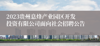 2023贵州息烽产业园区开发投资有限公司面向社会招聘公告