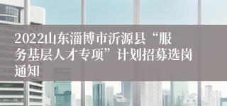 2022山东淄博市沂源县“服务基层人才专项”计划招募选岗通知